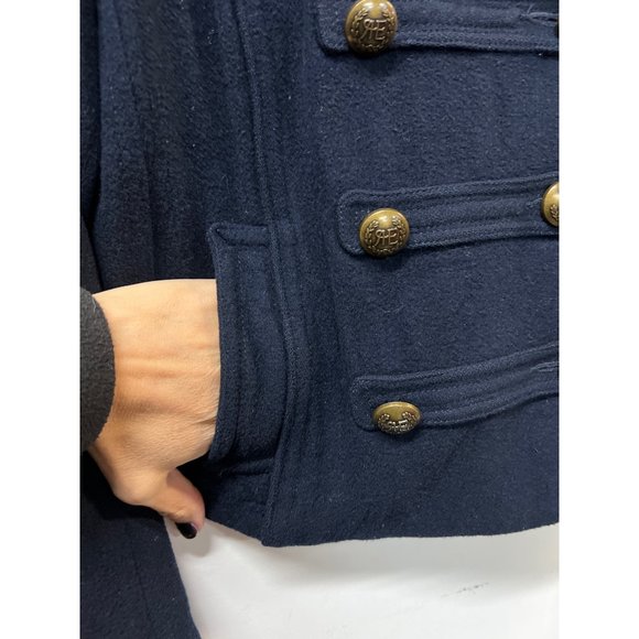 American Eagle Outfitters Military Coat Navy Blue Wool Jacket - Picture 5 of 11